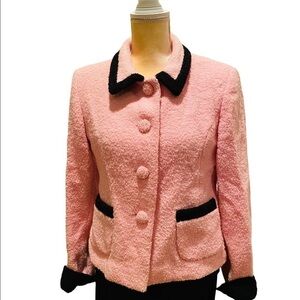 Marvin Richards Pink with black trim teddy jacket. Wool and nylon. Size 6. EUC.